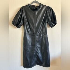 Mikarose Faux Leather Black The Solene Dress Women's Small NWT